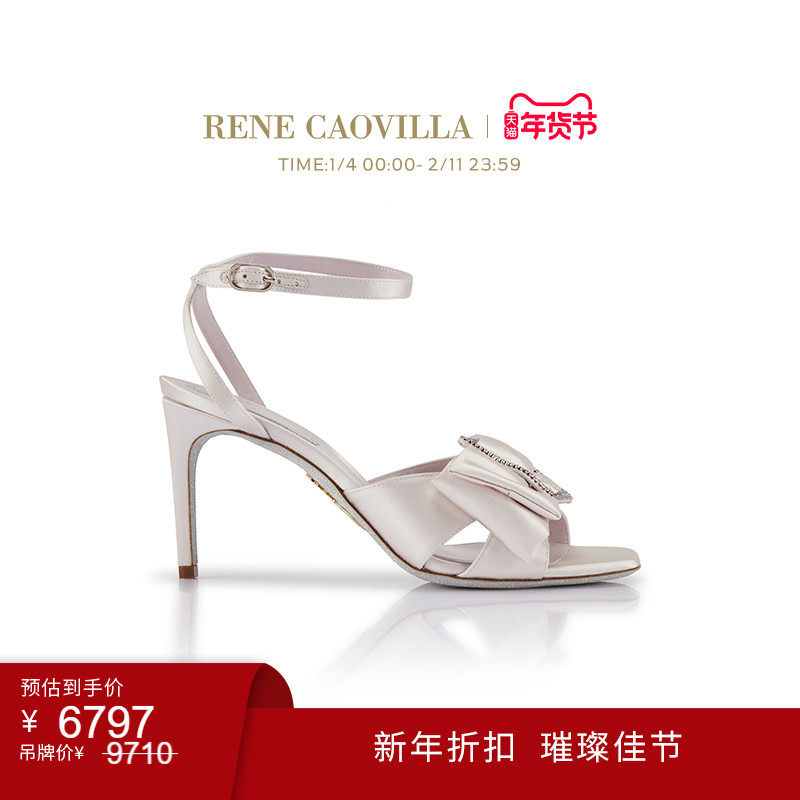 【新年折扣】RENE CAOVILLA SARA系列蝴蝶结水钻高跟凉鞋,女鞋,时装凉鞋,淘宝优惠券,粉丝福利购,淘宝优惠卷