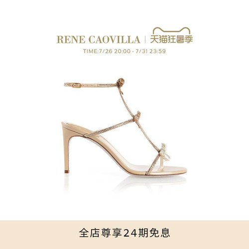 绑带女士高跟凉鞋水钻蝴蝶结