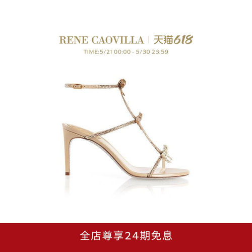 绑带女士高跟凉鞋水钻蝴蝶结