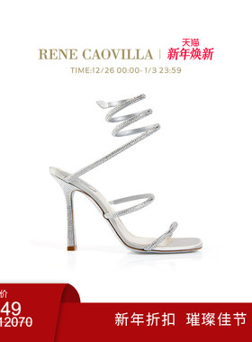 【新年折扣】RENE CAOVILLA CLEO系列白色水钻高跟凉鞋
