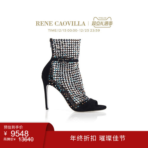 RENECAOVILLA凉鞋黑色皮质网纱