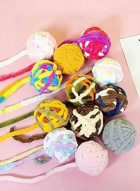 T铃铛球C1zb551-猫玩具毛线球逗猫球猫咪玩具球耐咬解闷毛绒团