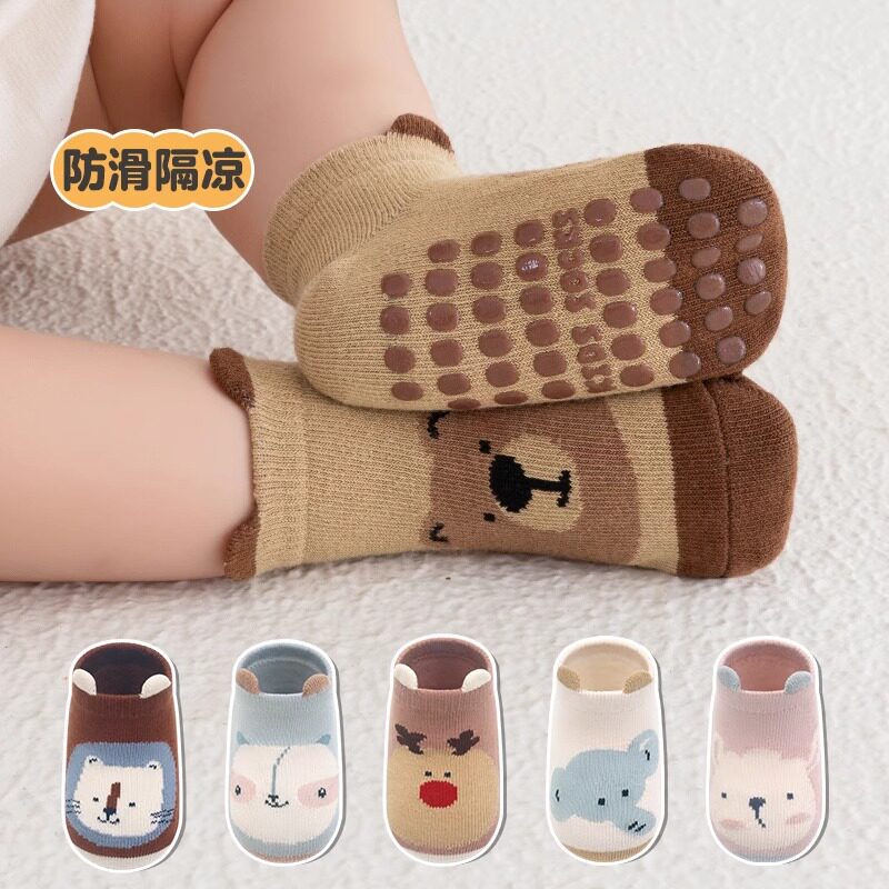 婴儿地板袜夏季薄款宝宝袜子透气网眼儿童新生儿学步袜比纯棉A类