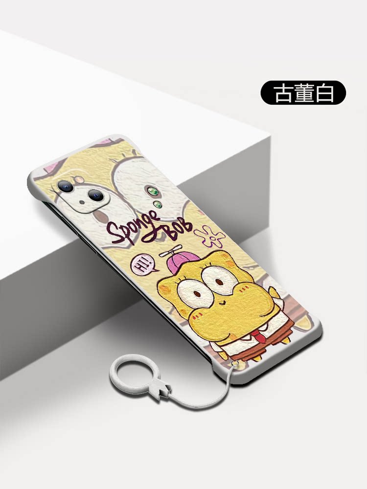 海绵宝宝适用苹果14手机壳iPhone13无边框12mini磨砂11promax超薄xr男xsmax女8plus情侣7p卡通se2半包6s新款