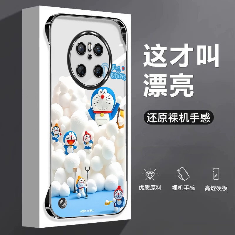 哆啦A梦适用华为mate70手机壳mate60pro无边框mate50e散热mate40电镀mate30半包20x超薄RS硬防摔保护套男女