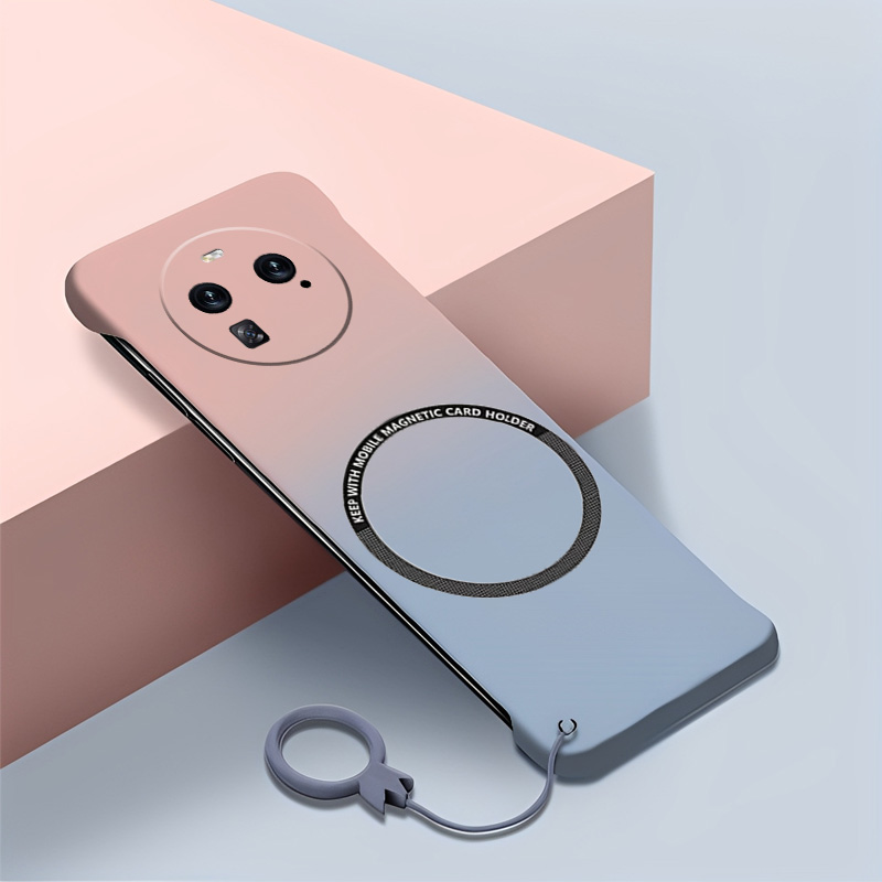 渐变色oppofindx6手机壳磁吸findx6pro无边框半包超薄新款散热