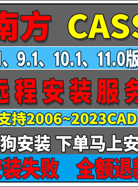 远程安装南方CASS11\10.1\9.1\7.0,支持2006~2024,支持win11,免狗
