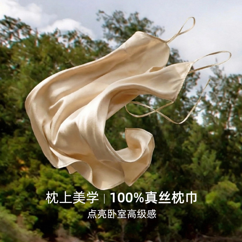 斯得福轻奢高级感真丝枕巾22姆米丝绸100桑蚕丝亲肤高端枕套单只