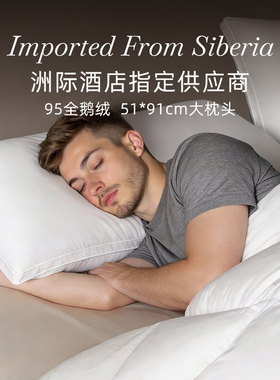 斯得福五星级酒店羽绒枕头95白鹅绒枕芯助睡眠专用51x91cm大枕头