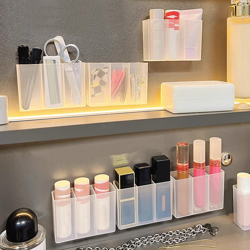 T口红分格盒A1pq501-壁挂分格盒免打孔口红收纳盒浴室小杂物收纳