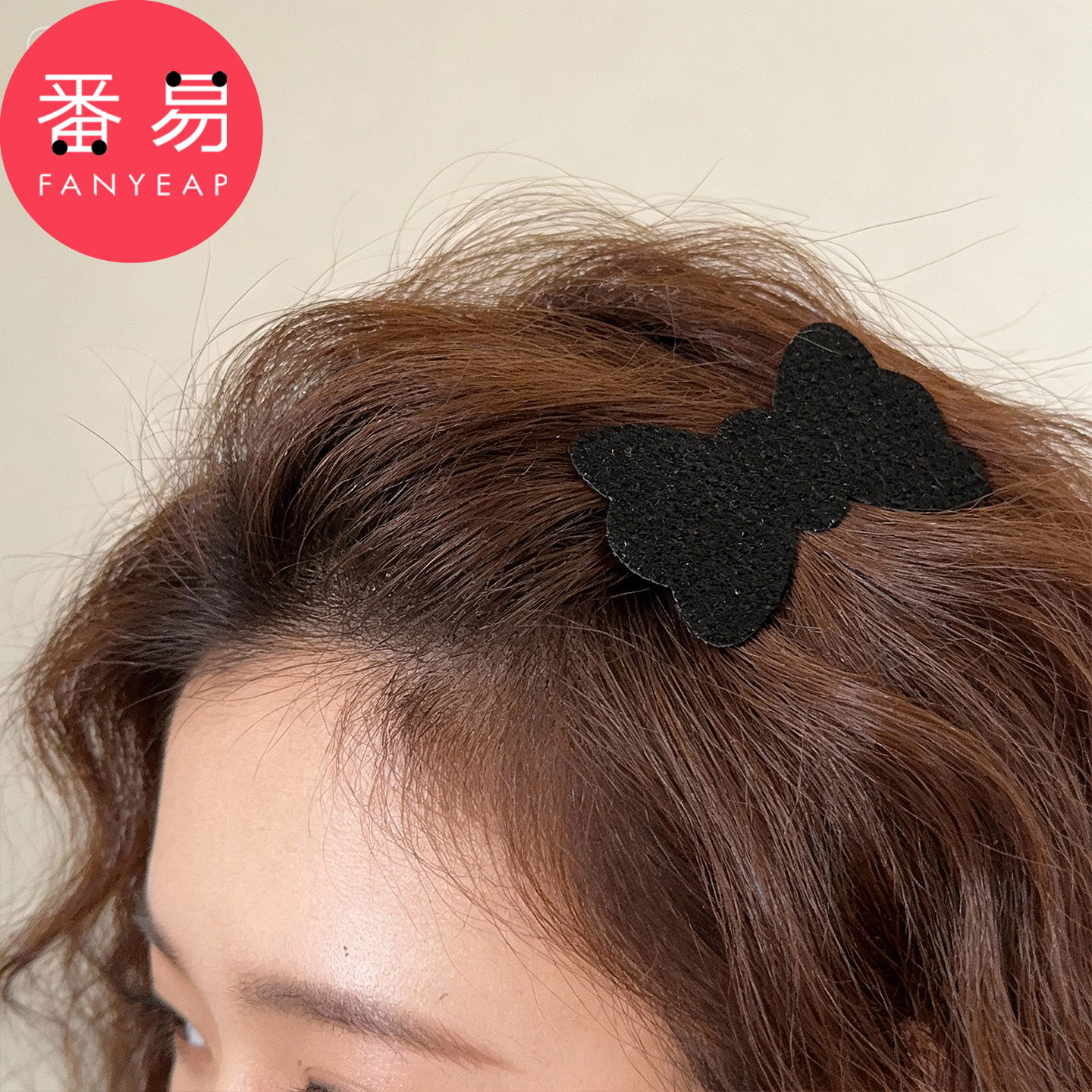 刘海贴C1pn088-刘海侧边发贴蝴蝶结前额碎发贴黑色刘海贴女发饰
