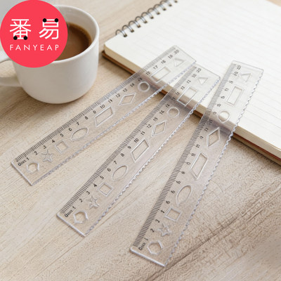 软尺B1pn088-可弯曲直尺格尺波浪线小学生绘画多种几何图形尺子