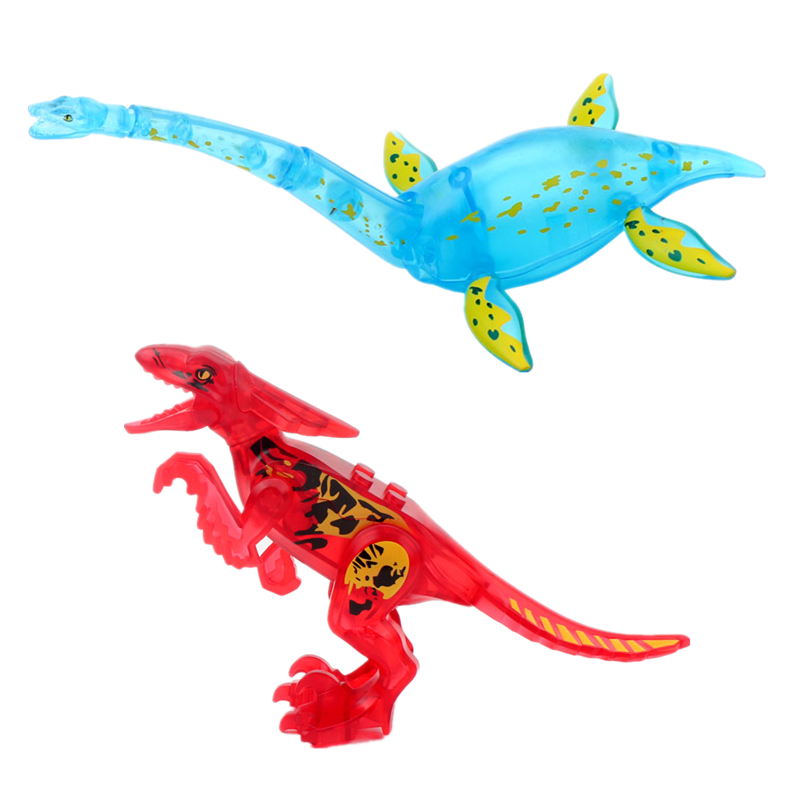 夜光水晶款恐龙霸王龙火盗龙侏罗纪蛇颈龙似鸡龙积木沧龙世界玩具