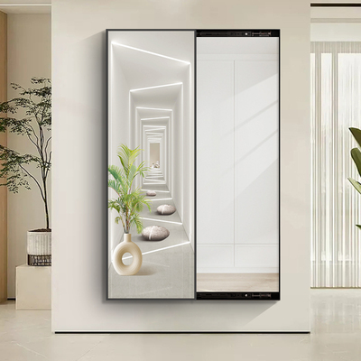 隐藏式穿衣镜推拉全身镜装饰画壁挂可关闭家用试衣镜挂画现代简约