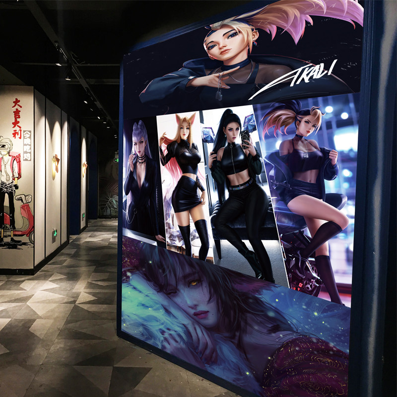 kda英雄联盟海报游戏墙贴lol宿舍网咖墙壁挂画电竞酒店装饰画贴纸