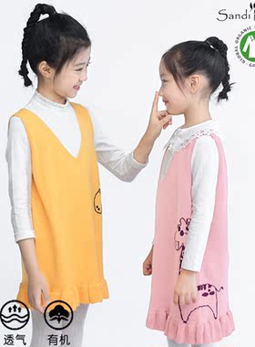 女童连衣裙春装新款纯棉针织裙子长颈鹿背心裙可爱洋气上衣薄