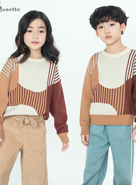 SANDI MUSETTE童装儿童套头毛衣男女童针织衫中大童纯棉时尚毛衫