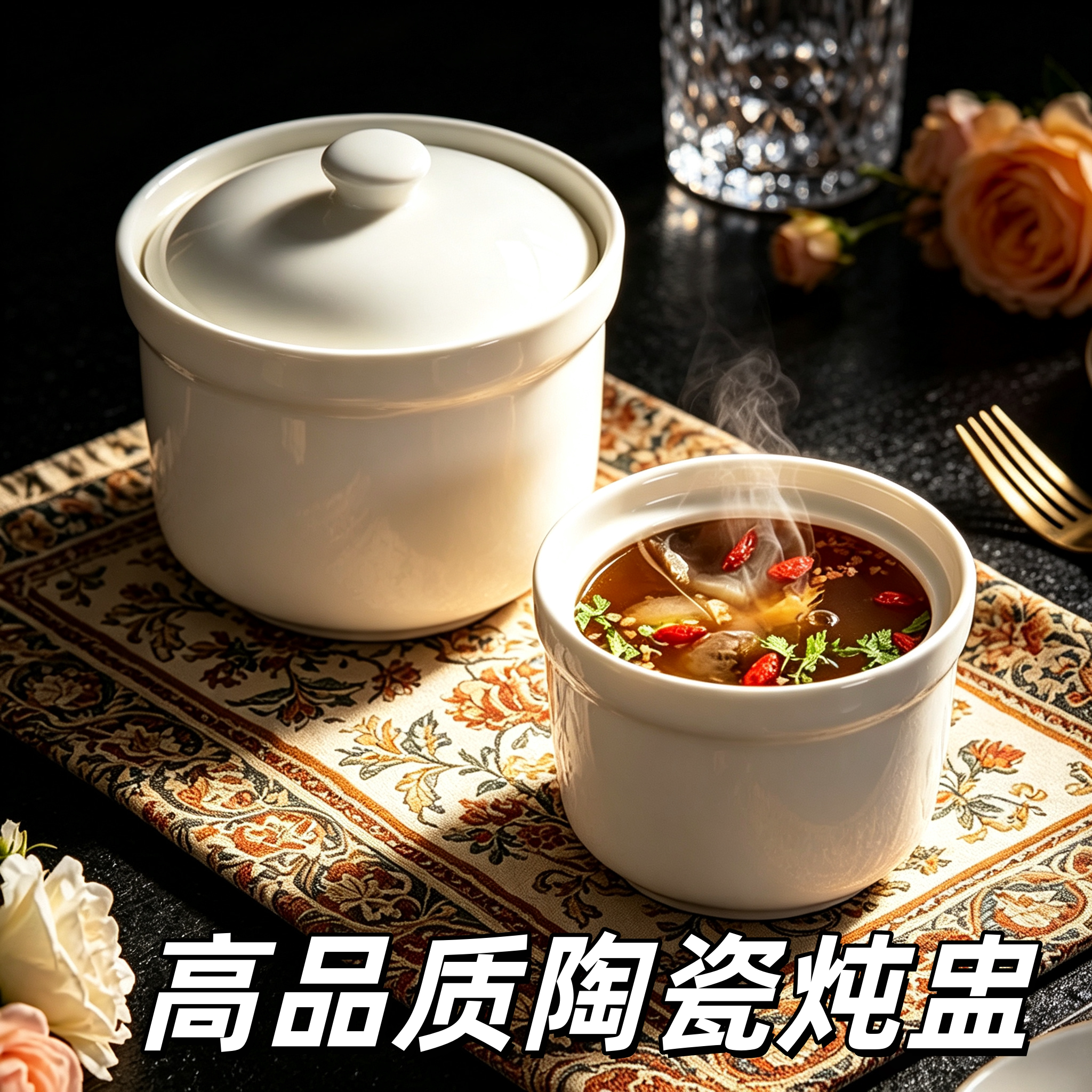 陶瓷隔水炖盅家用蒸蛋煲汤带盖