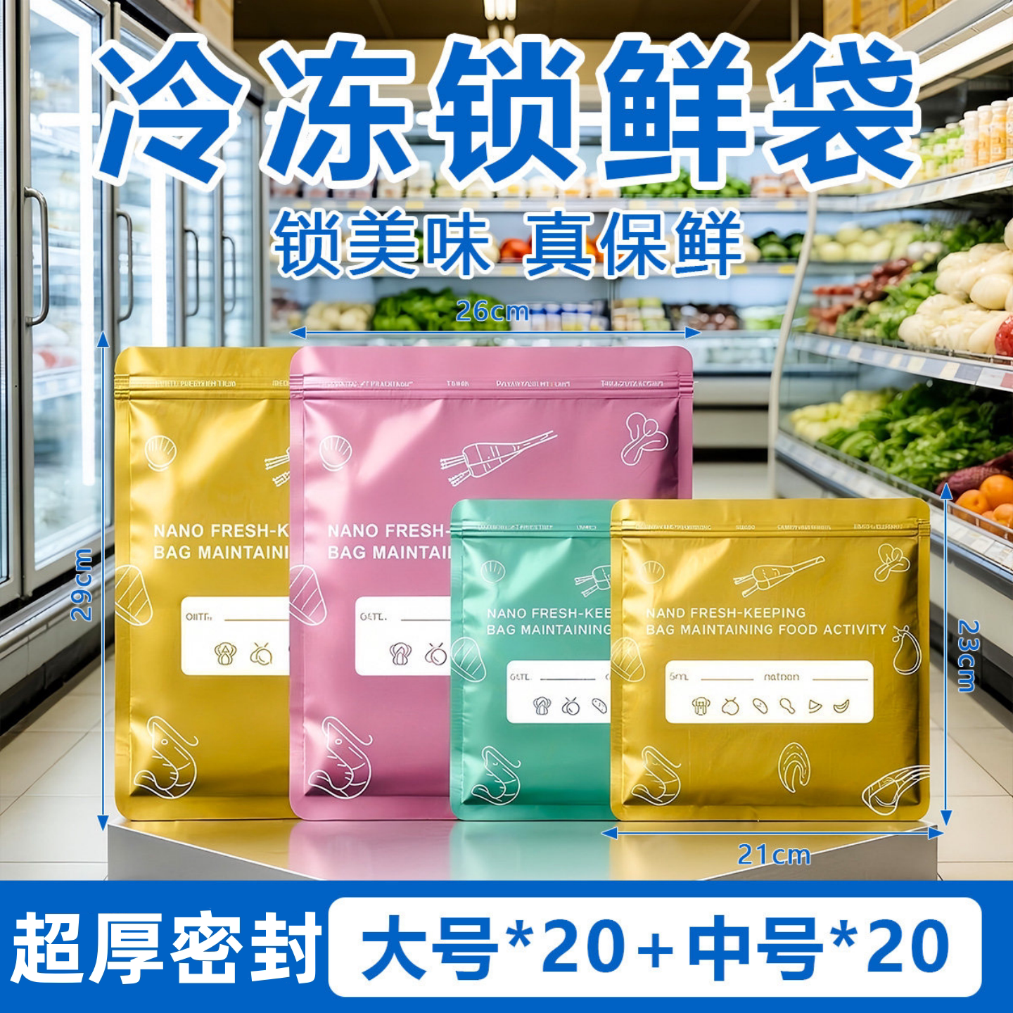 保鲜袋密封袋加厚铝箔冰箱锁鲜