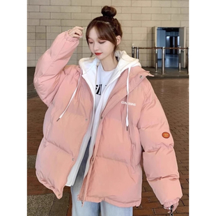 高中生羽绒服女冬装外套韩版宽松小个子甜美少女初中学生加厚棉衣