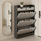玄关现代超薄翻斗鞋 架大容量 柜门口简约家用小户型进门收纳简易鞋