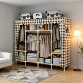 清仓特价 收纳储物柜 出租屋牛津布实木布衣柜加粗加固耐用简易组装