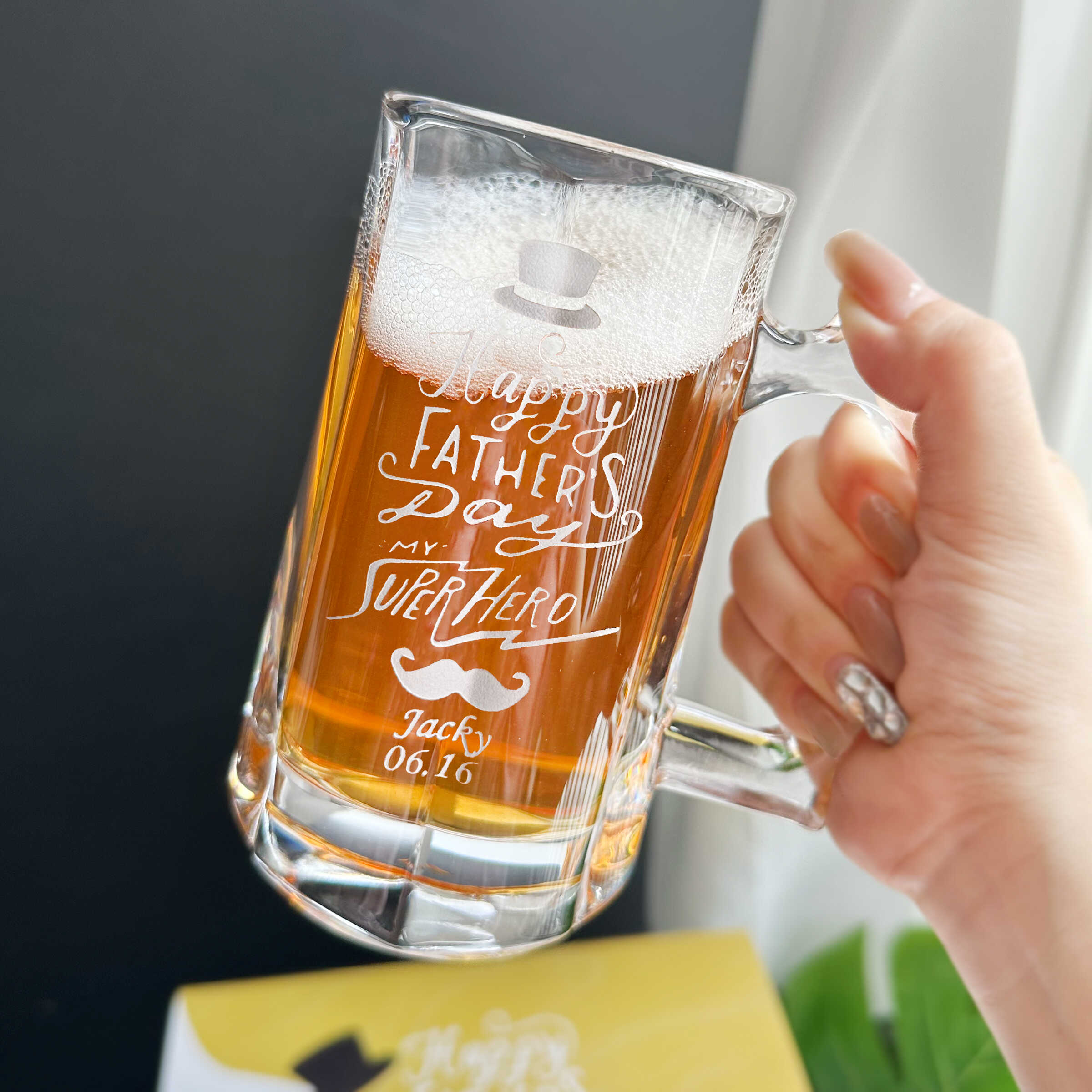 轻奢带盖早餐INS玻璃啤酒杯