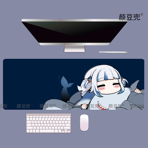 Gawr Gura噶呜古拉hololive鲨鱼娘 鼠标垫小号办公桌垫锁边鼠标垫