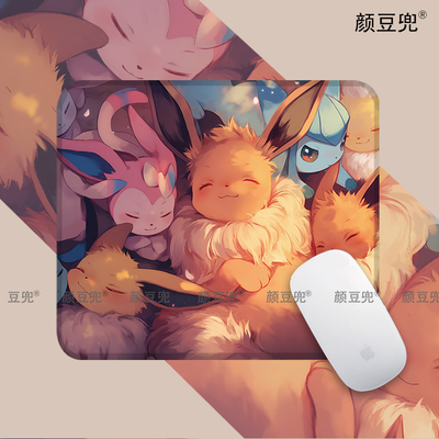 伊布EEVEE 大号鼠标垫 办公游戏桌垫锁边鼠标垫键盘垫 防滑宝可梦