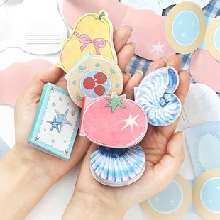 清仓 饰打底纸 梦里梦外系列DIY豆豆本素材包21张入便携小本手帐装