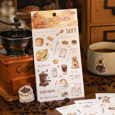 生活漫游集系列切膜贴纸6张入手绘风手帐素材diy场景造景装饰拼贴