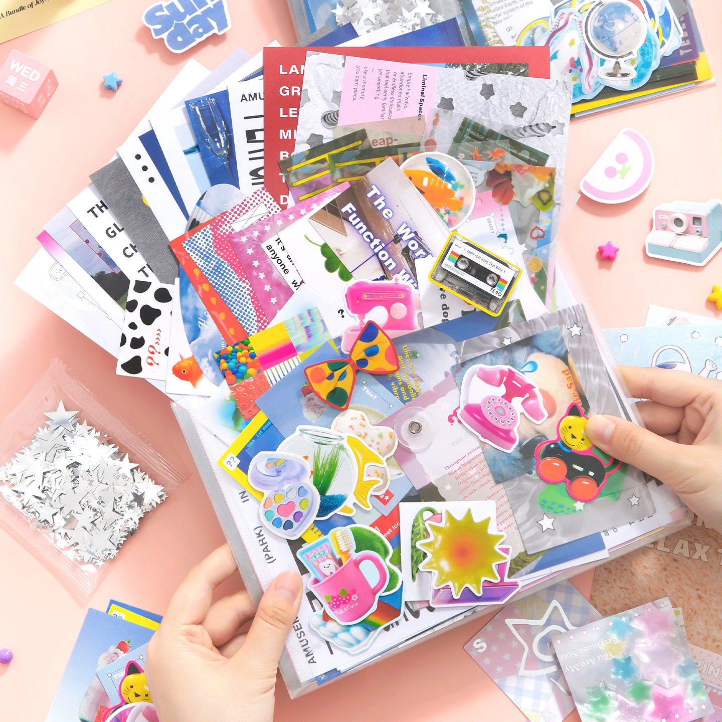 灵感素材手札包94件 韩系风主题手工diy女孩手帐痛包背景打底装饰