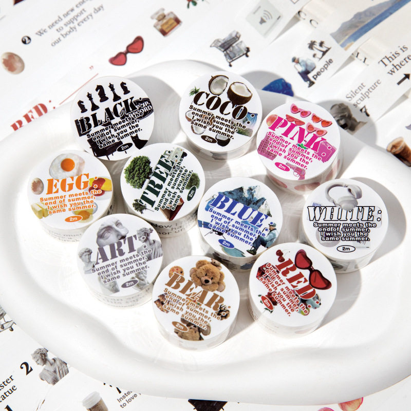 对白浪漫系列和纸胶带复古美式小图案符号动物小熊手帐装饰素材贴