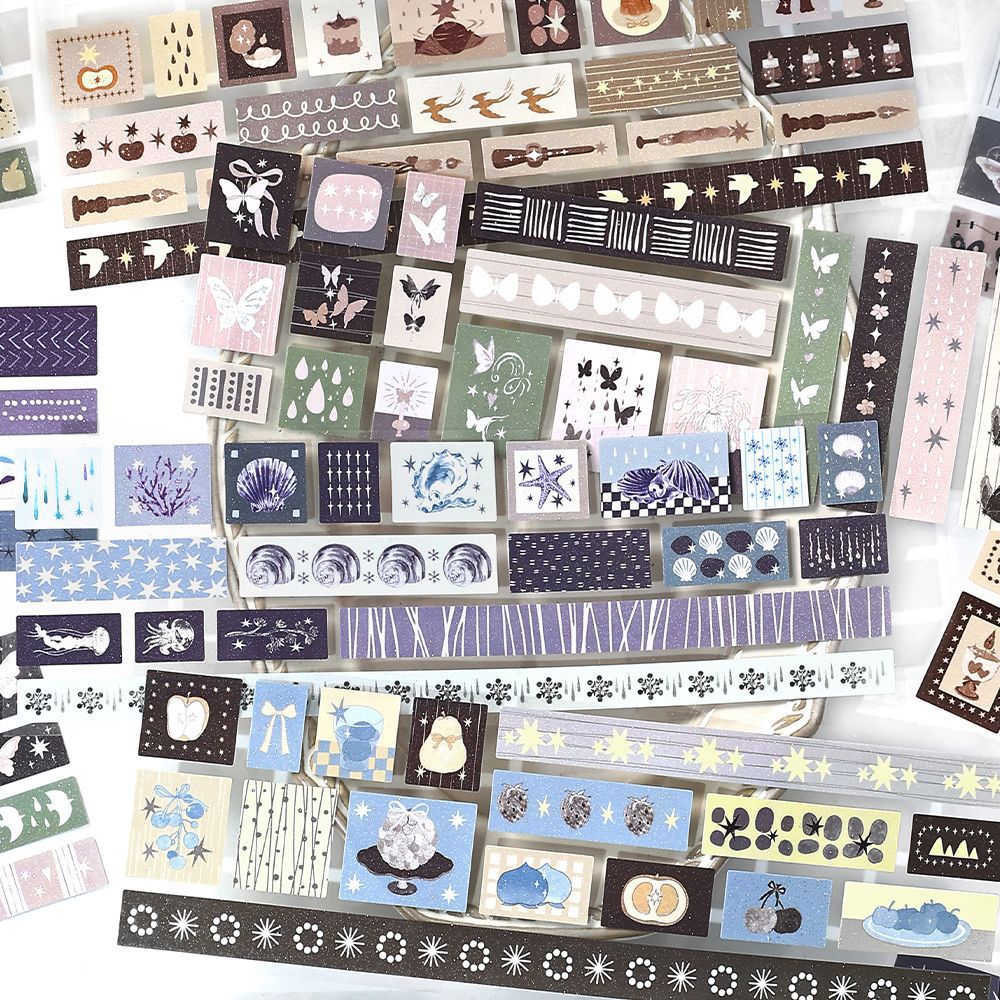 Infeel.Me闪砂不干胶长条胶带 光阴止步系列百搭素材手帐咕卡拼贴