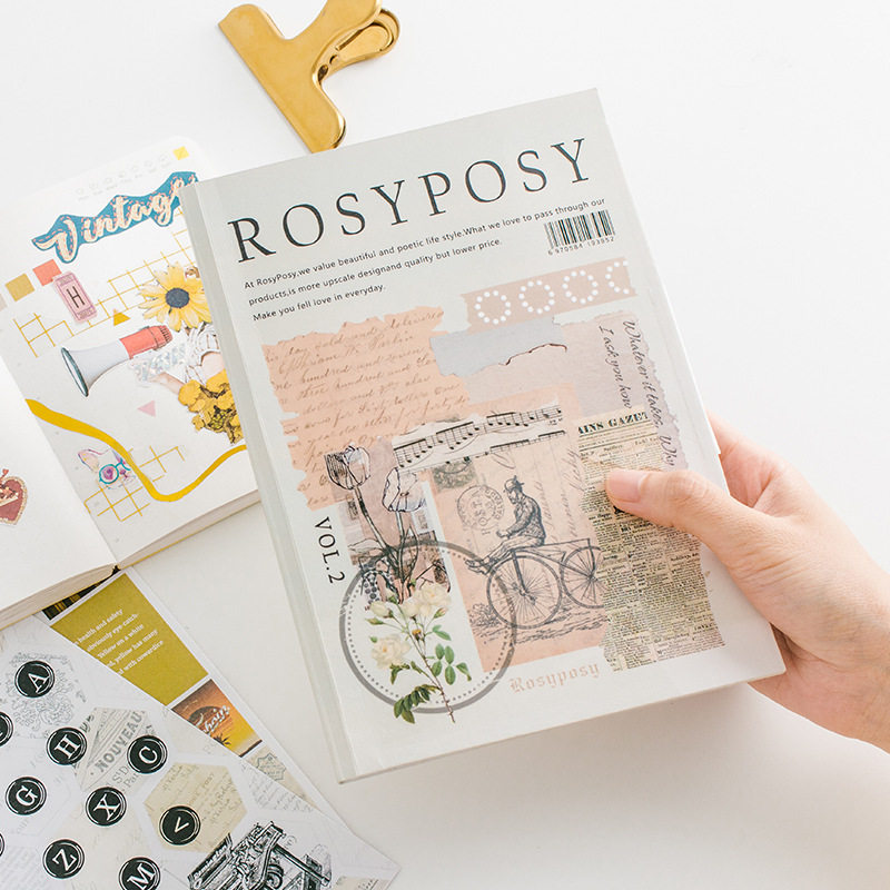 rosy posy 生活志手帐素材册二季 创意ins贴纸收纳本简约手账贴画