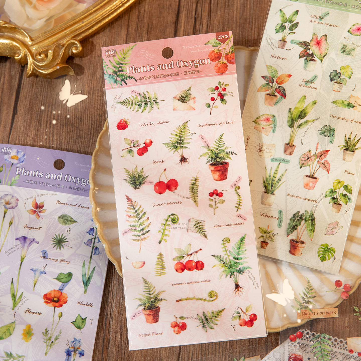 植物氧气系列防水pet模切贴纸2张入 手帐diy场景装饰卡片拼贴素材,文具电教/文化用品/商务用品,贴纸/立体贴纸,淘宝优惠券,粉丝福利购,淘宝优惠卷