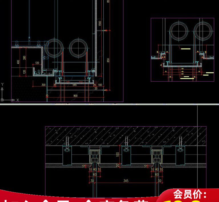 f防火卷帘门cad施工图深化节点图