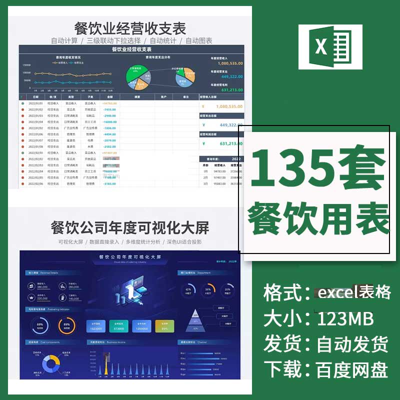 餐饮行业用表收支记账成本核算经营毛利润营业日报统计excel表格