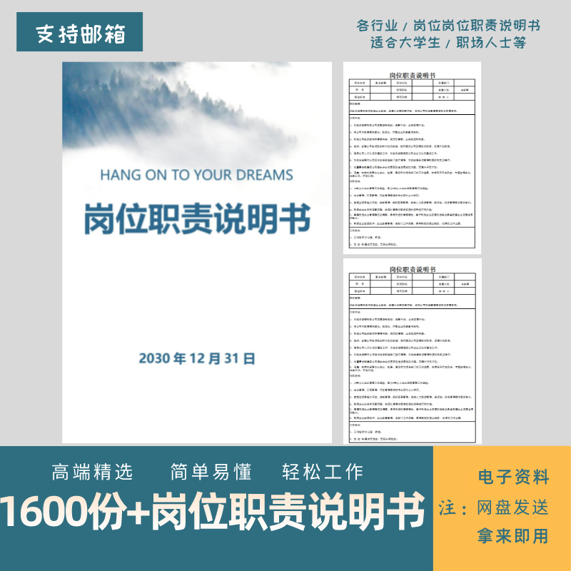 各行业岗位职责说明书模板责任描述公司企业部门员工核心职能素材