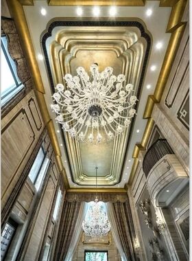 大型概念客厅别墅法式护墙板壁炉吊顶方案材料餐厅欧式图豪华