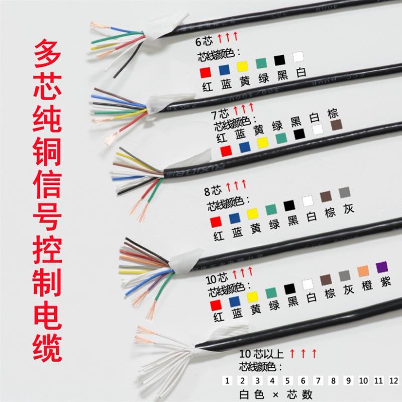 国标铜芯AVVR2/3/4/5/6/7/8/10*0.3平方门禁信号线控制线软电缆