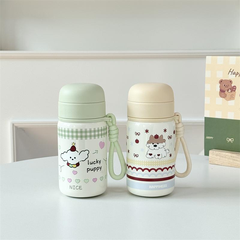 310ml可爱卡通小容量保温水杯办公室户外便携提绳保温杯女高颜值