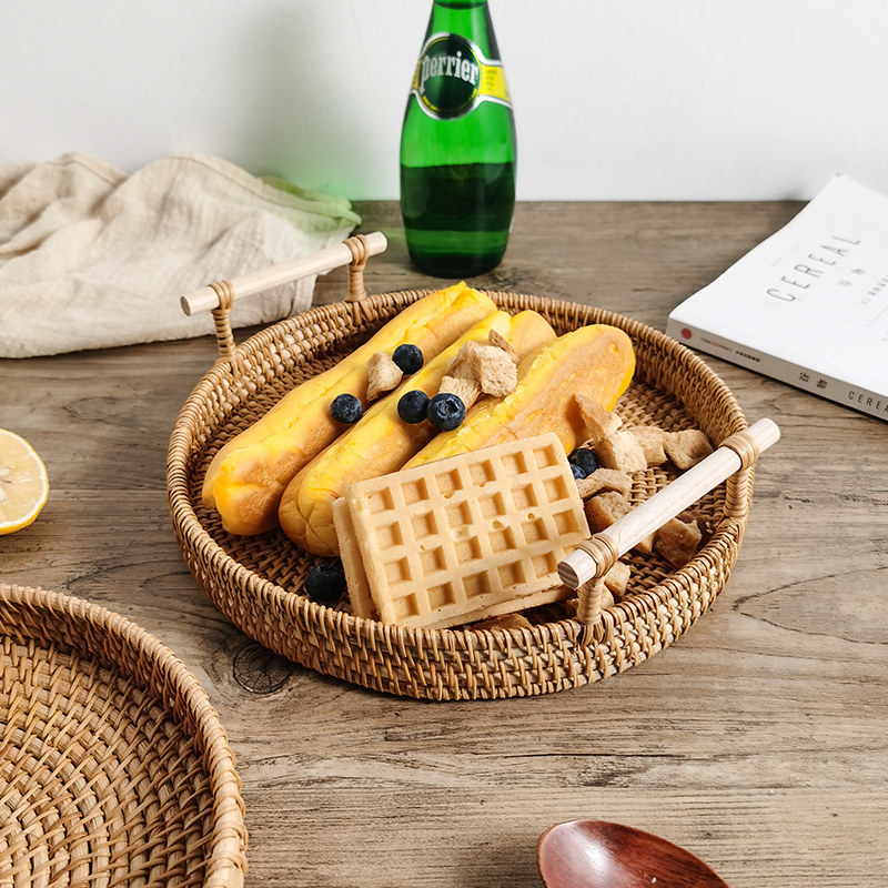 越南藤编篮子编织摆拍道具面包托盘手工双耳小吃果盘竹编圆形收纳|ruв категории посуда, посуда, фрукты бассейна/компот/корзина - от Buy2taobao.com для оказания профессиональной услуги покупки агента Taobao