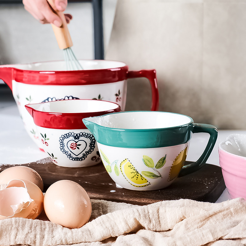 一颗橙子陶瓷打蛋碗尖嘴引流杯带把手沙拉碗家用烘焙和面糊搅拌碗在类目 餐饮具, 餐具, 碗中 - 来自Buy2taobao.com提供专业的淘宝代购服务