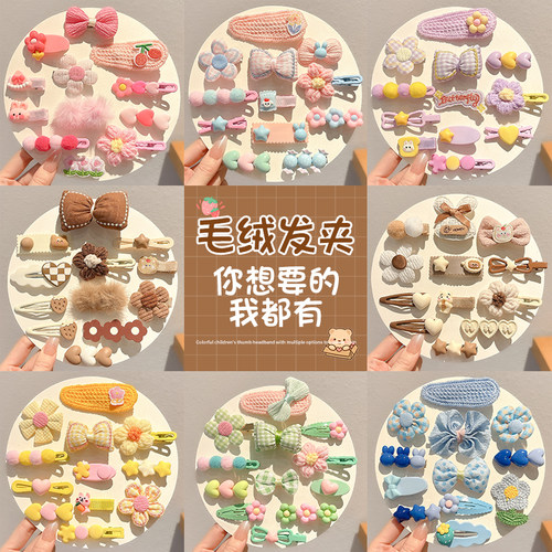 儿童蝴蝶结发卡可爱毛绒花朵发夹