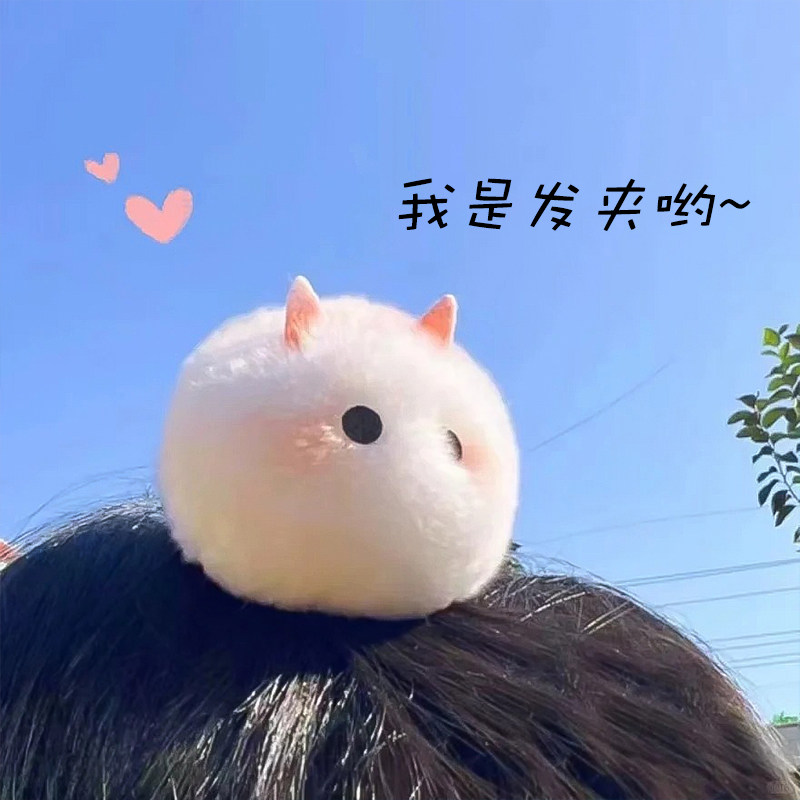 可爱小兔子毛绒绒发夹女秋冬刘海头顶夹猫耳朵发卡无痕鸭嘴夹头饰