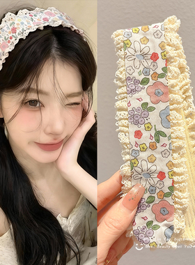 甜美可爱碎花刘海贴魔术贴女生洗脸必备发饰外出发箍碎发整理神器