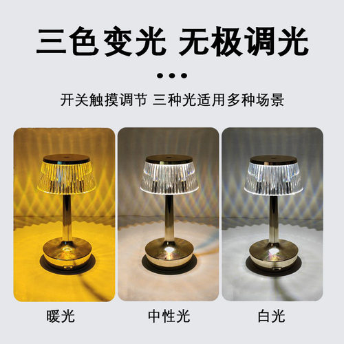 创意简约蘑菇水晶台灯usb