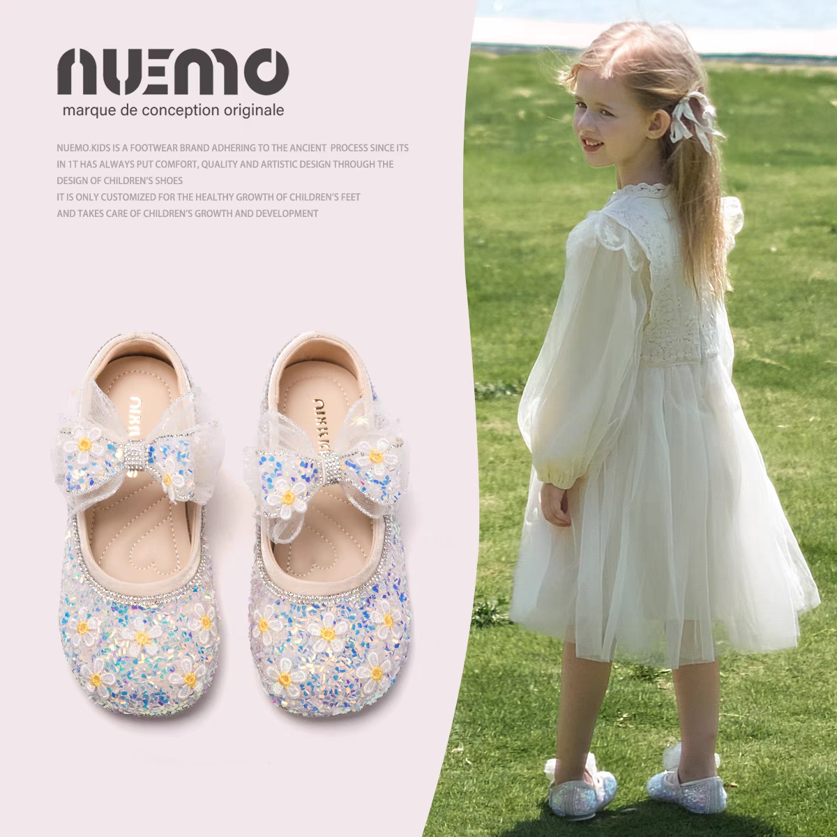 女童公主鞋儿童小皮鞋2026春季新款女孩水晶鞋软底礼服鞋时尚单鞋