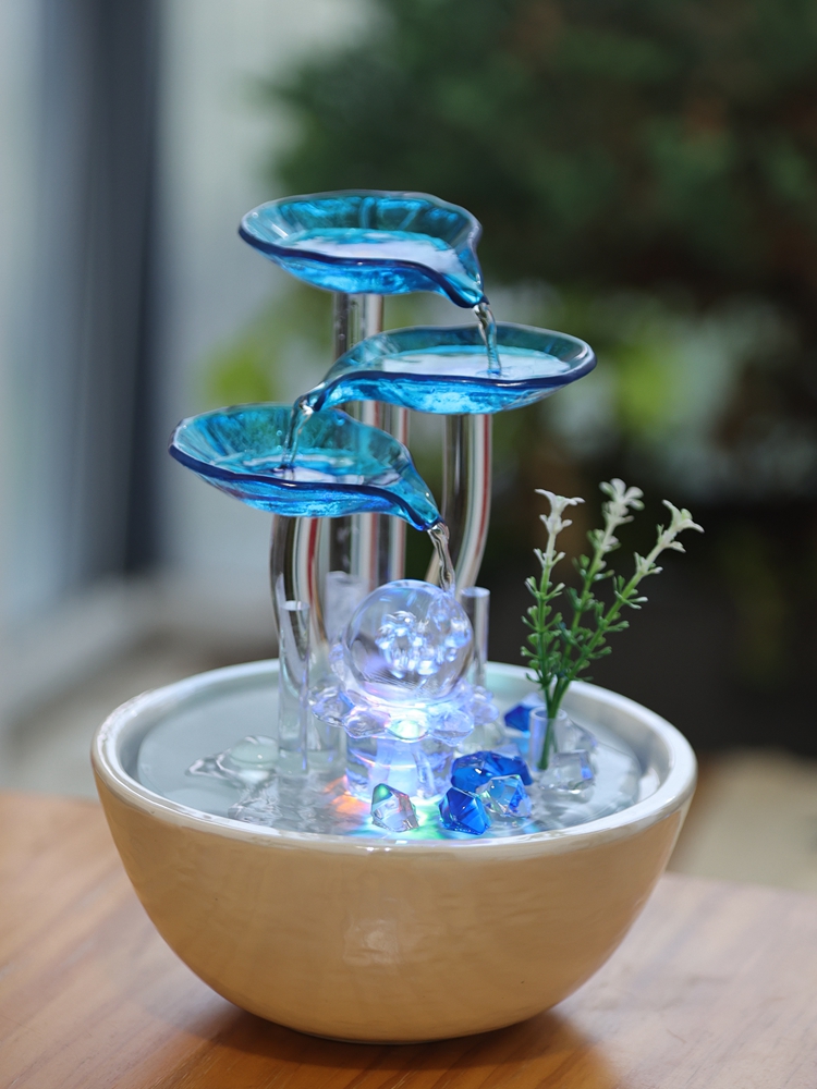 流水摆件循环水招财客厅小型桌面电视柜喷泉造景创意礼物家里装饰